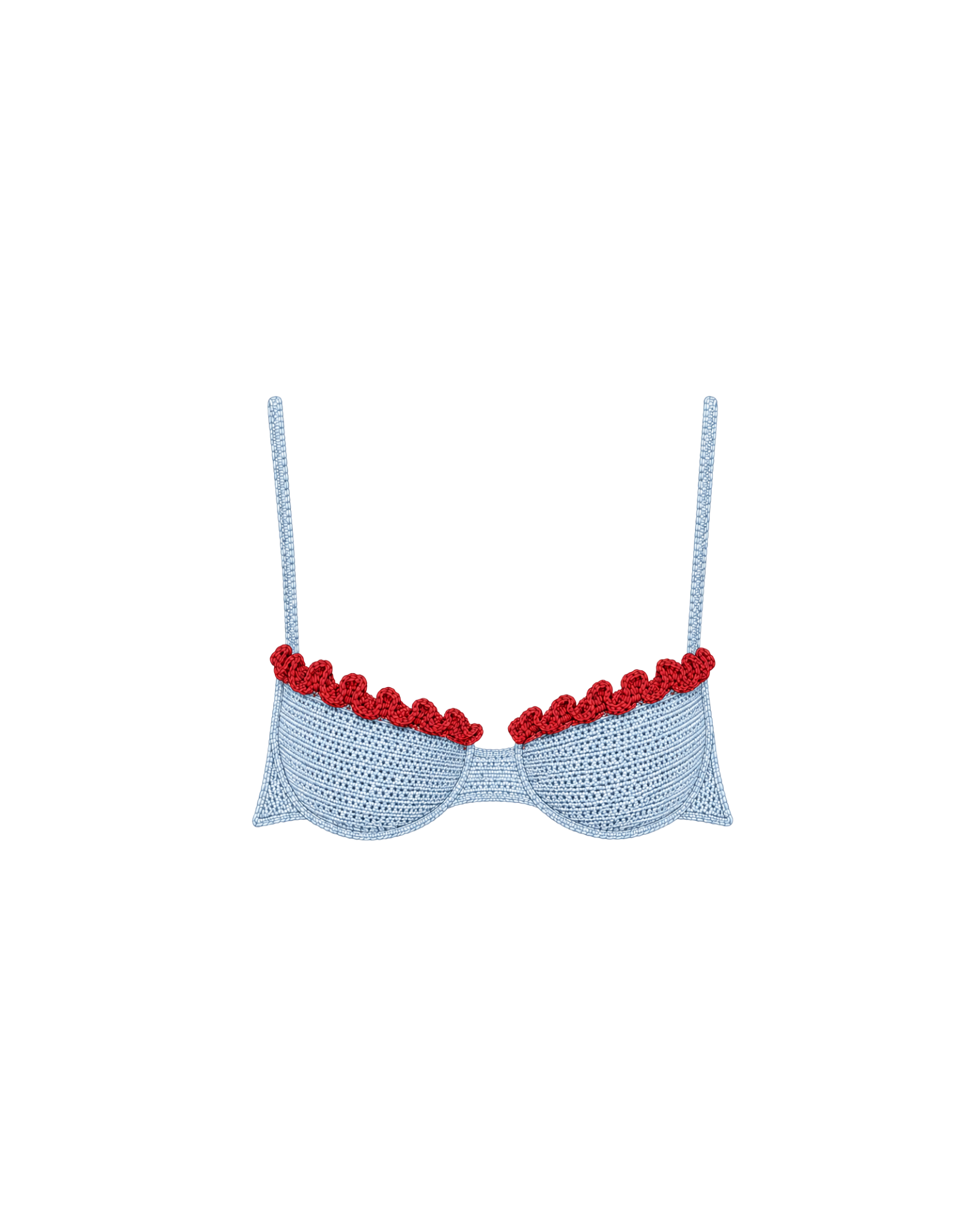 Blue and Red Shell Crochet Bra