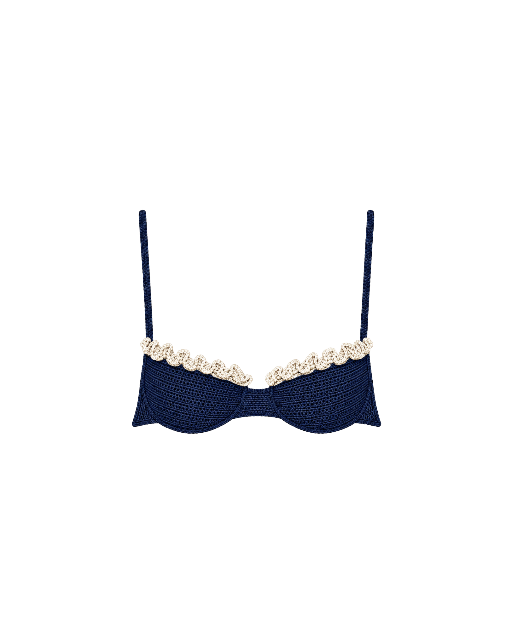 Navy and Cream Shell Crochet Bra