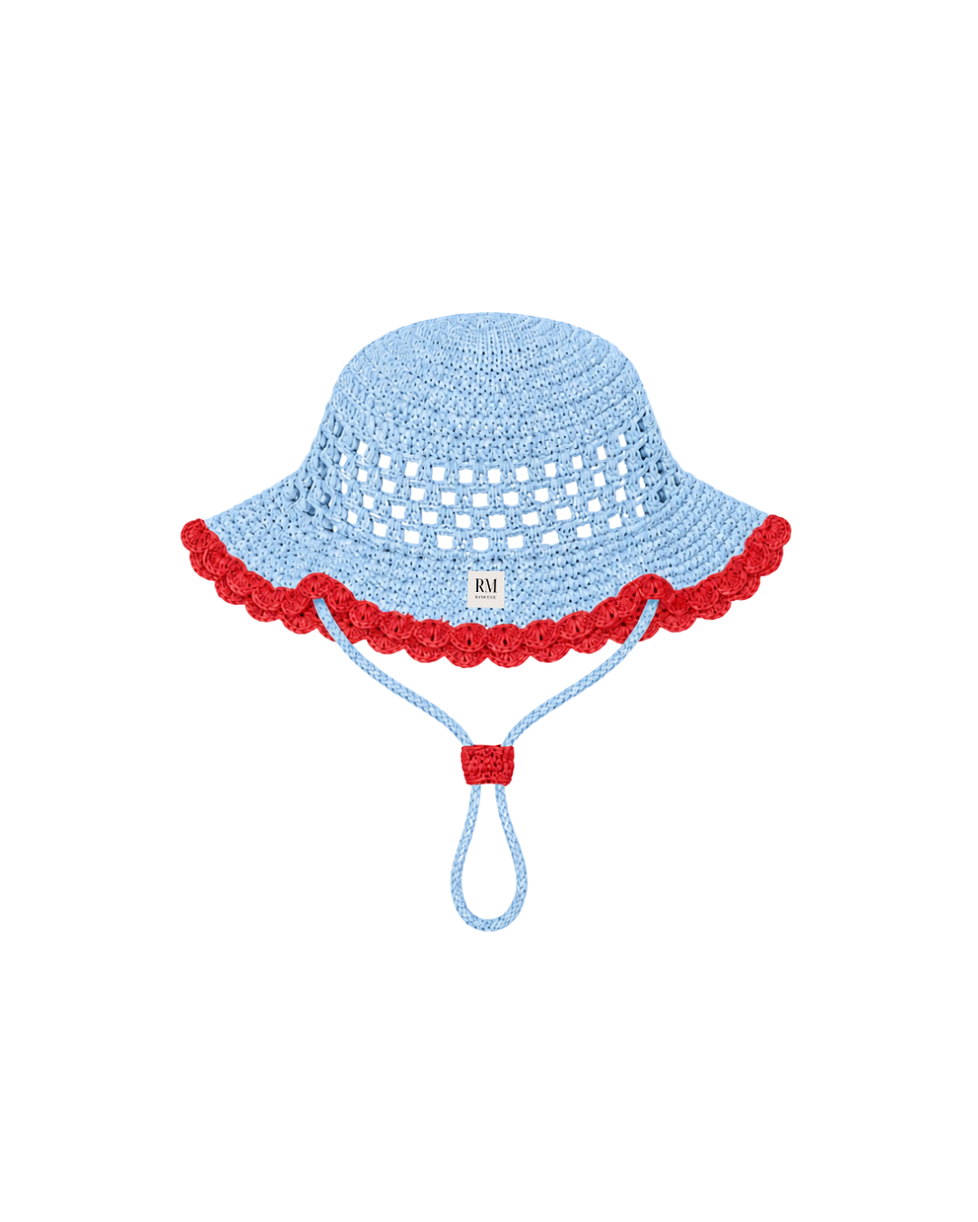 Kids Crochet Bucket Hat in Blue and Red