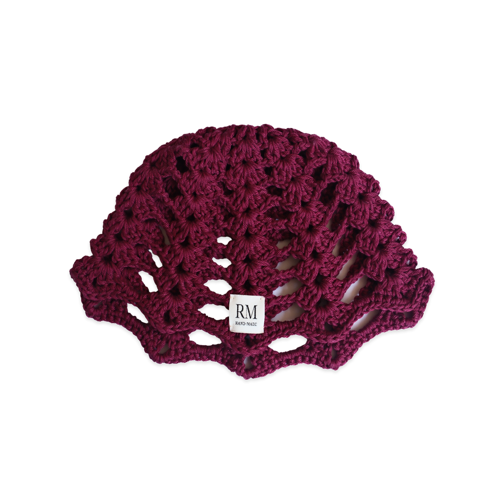 Burgundy Crochet Skull Cap