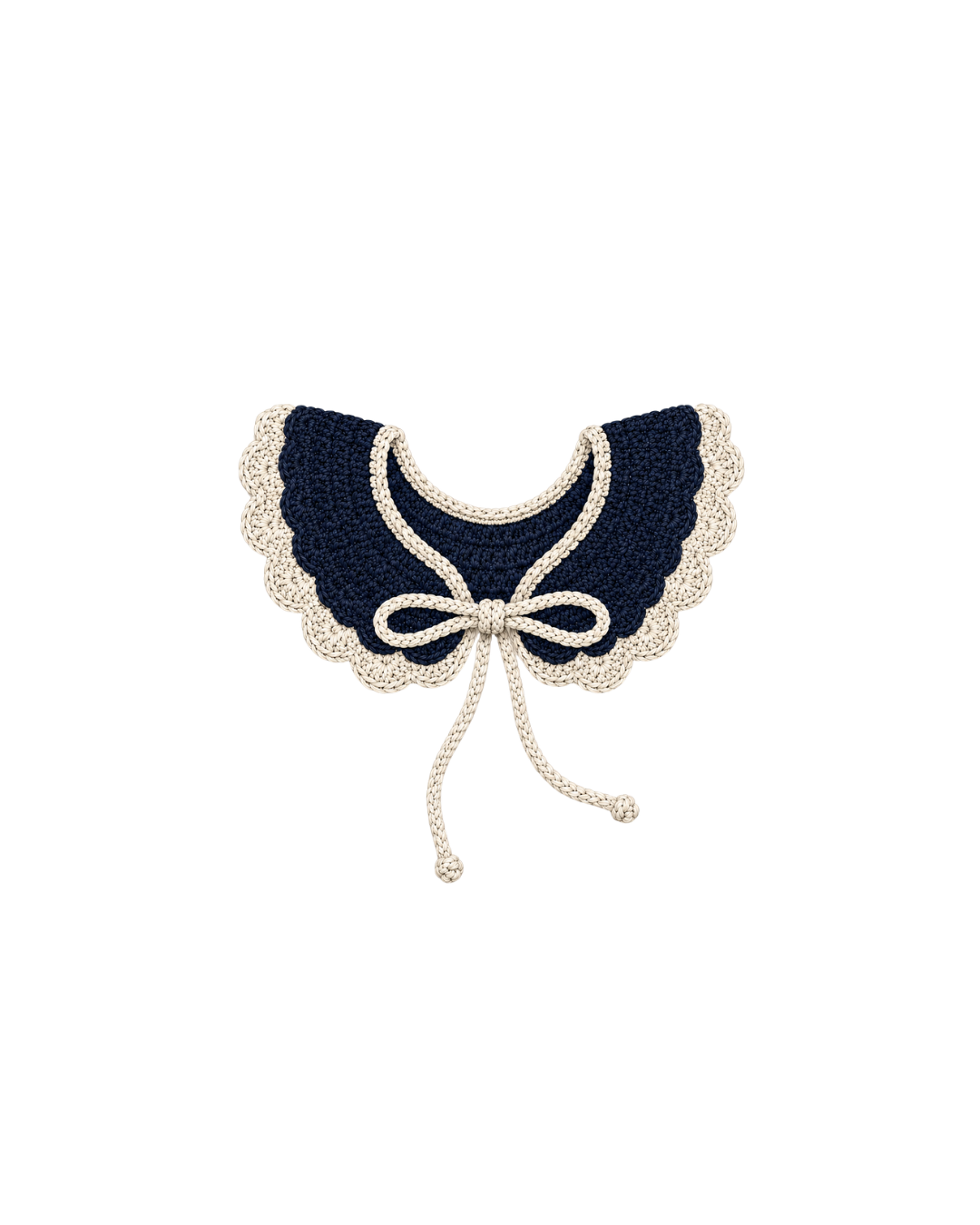 Kids Crochet Collar in Navy and Cream