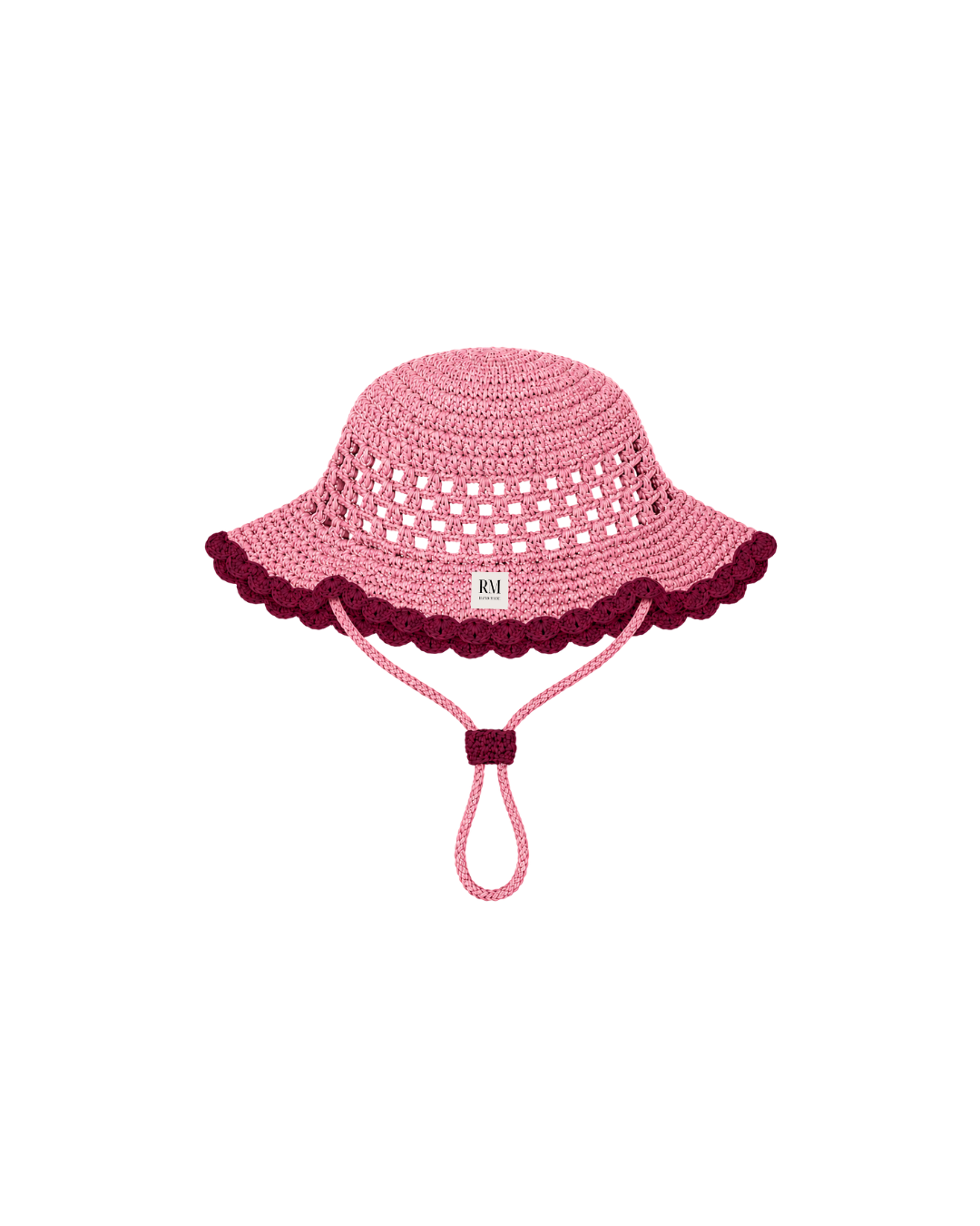 Kids Crochet Bucket Hat in Pink and Burgundy
