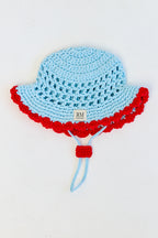 Kids Crochet Bucket Hat in Blue and Red