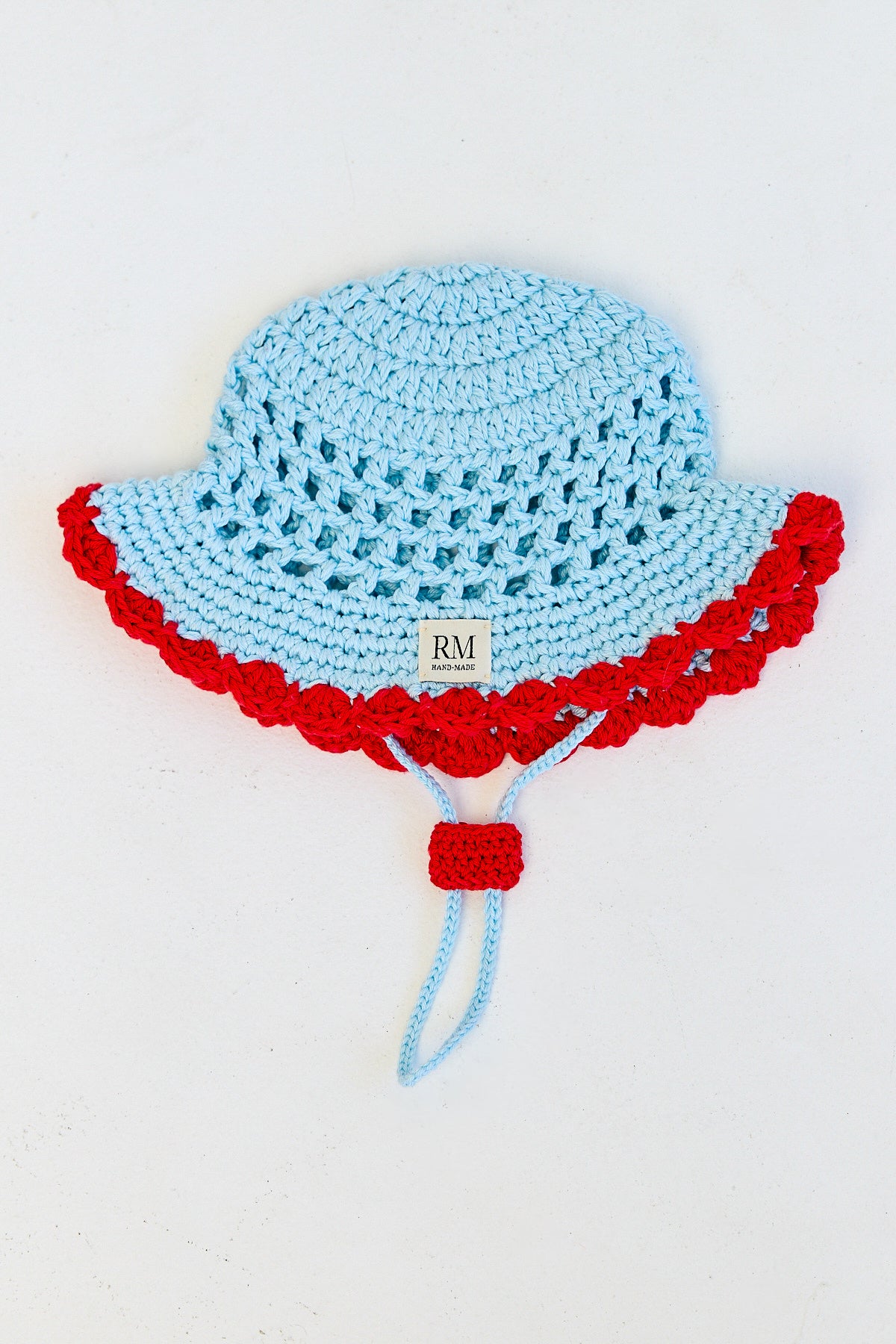 Kids Crochet Bucket Hat in Blue and Red
