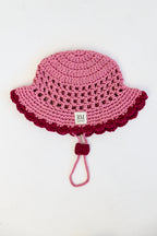 Kids Crochet Bucket Hat in Pink and Burgundy