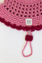 Kids Crochet Bucket Hat in Pink and Burgundy