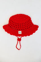 Kids Crochet Bucket Hat in Red