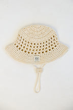 Kids Crochet Bucket Hat in Cream