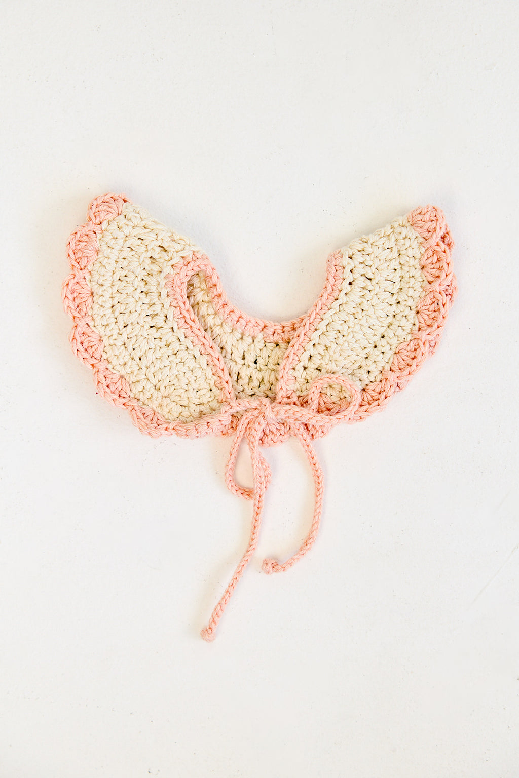 Kids Crochet Collar in Cream and Pink