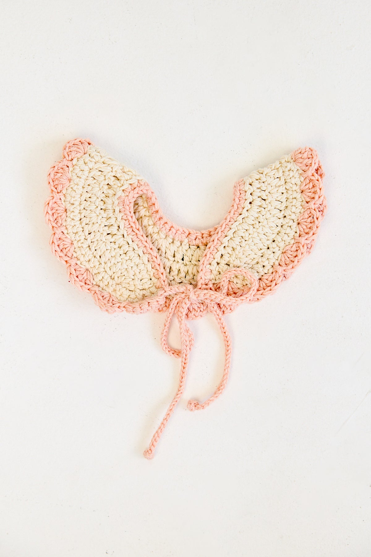Kids Crochet Collar in Cream and Pink