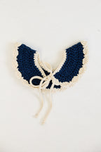 Kids Crochet Collar in Navy and Cream