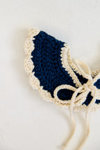 Kids Crochet Collar in Navy and Cream