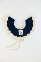 Kids Crochet Collar in Navy and Cream