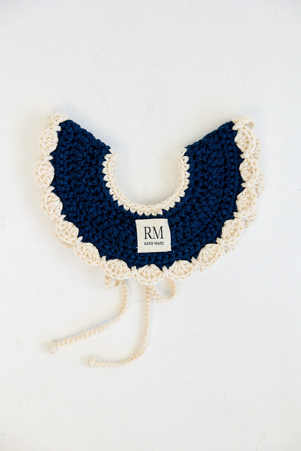 Kids Crochet Collar in Navy and Cream