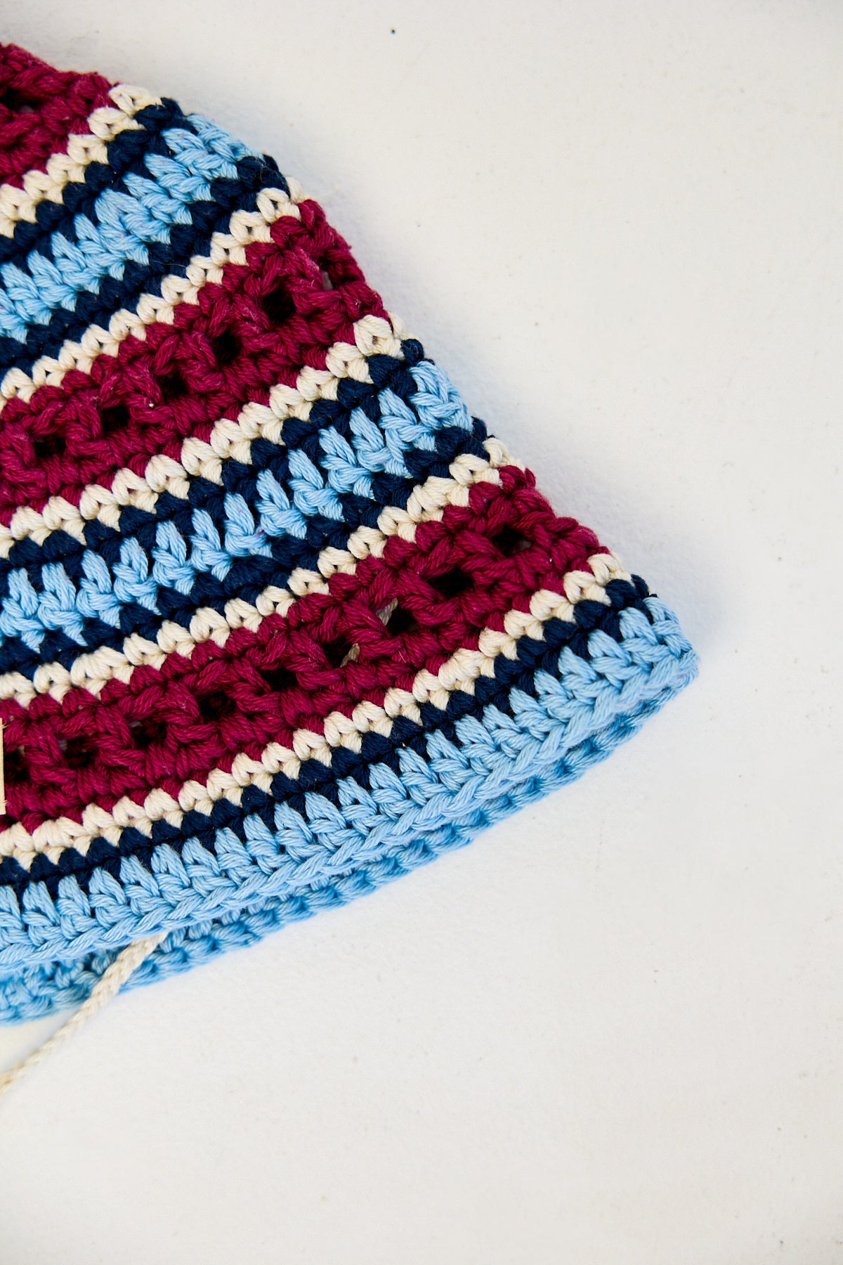 Nautical Stripe Crochet Cowboy Bucket Hat