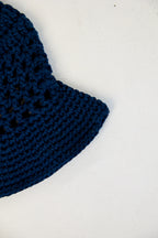 Navy Wavy Cowboy Crochet Bucket Hat