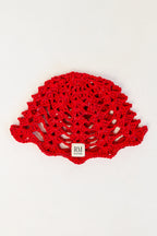 Red Crochet Skull Cap