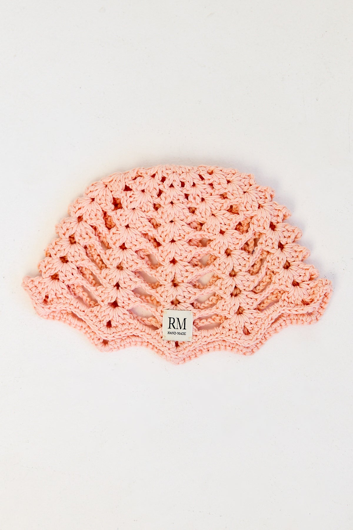 Peach Crochet Skull Cap