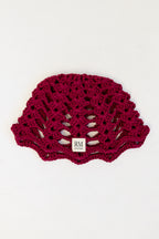 Burgundy Crochet Skull Cap
