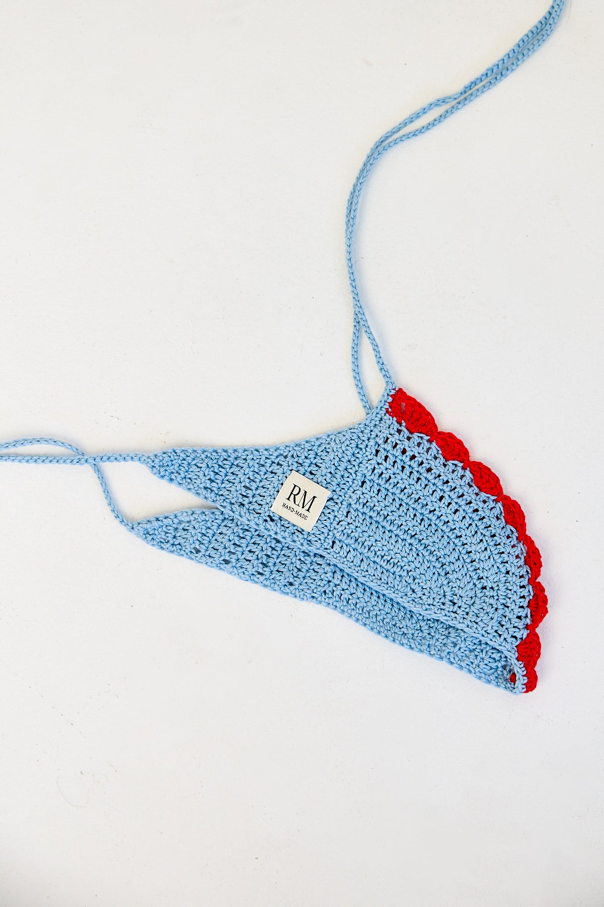 Blue and Red Shell Crochet Bra