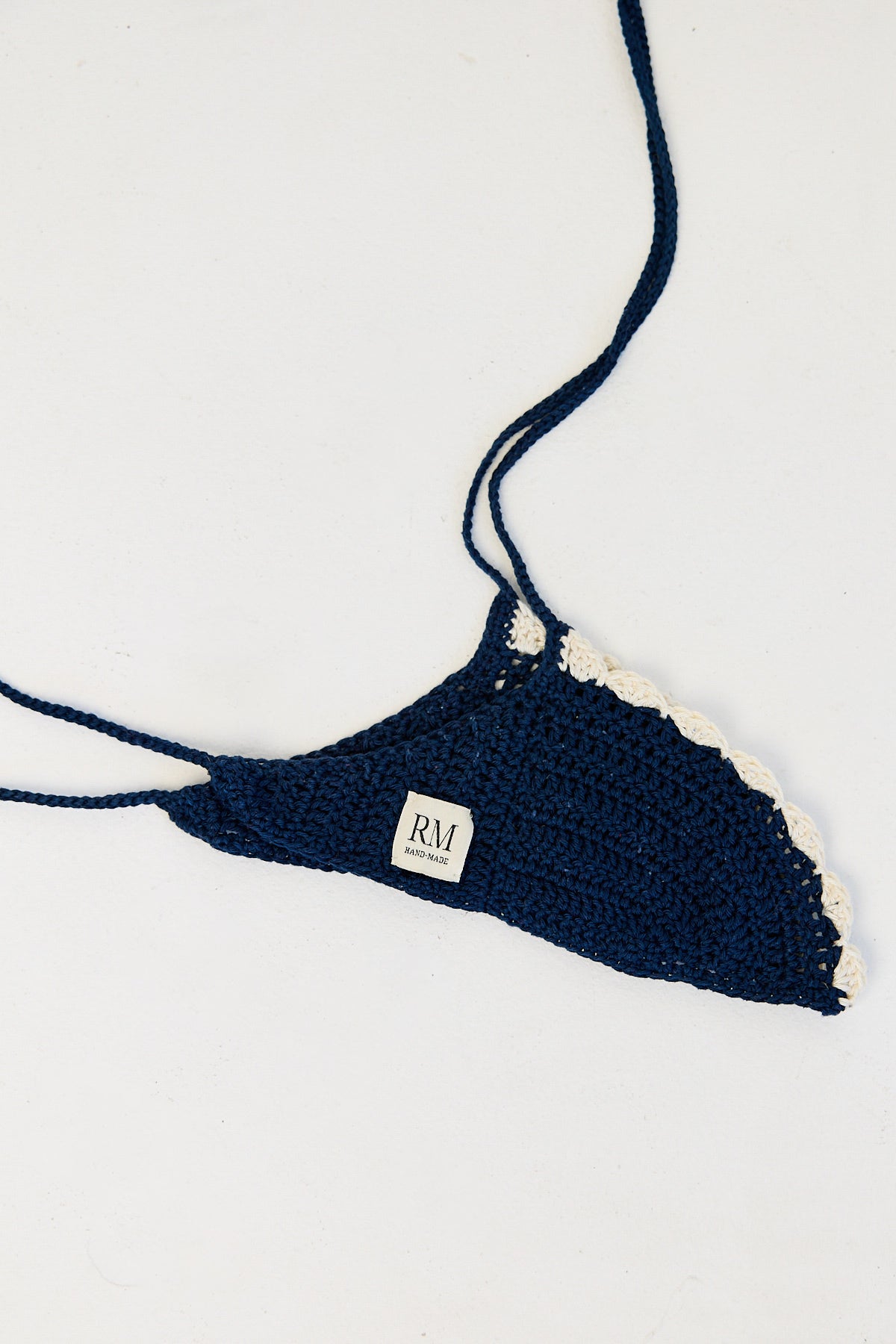 Navy and Cream Shell Crochet Bra