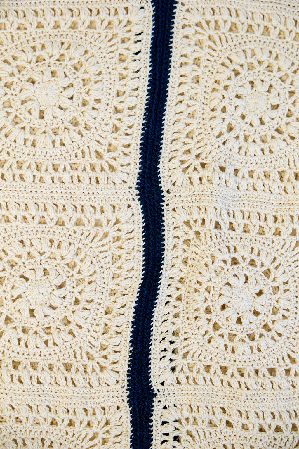 Mens Crochet Oversize Shirt - Cream and Navy