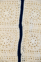 Mens Crochet Oversize Shirt - Cream and Navy