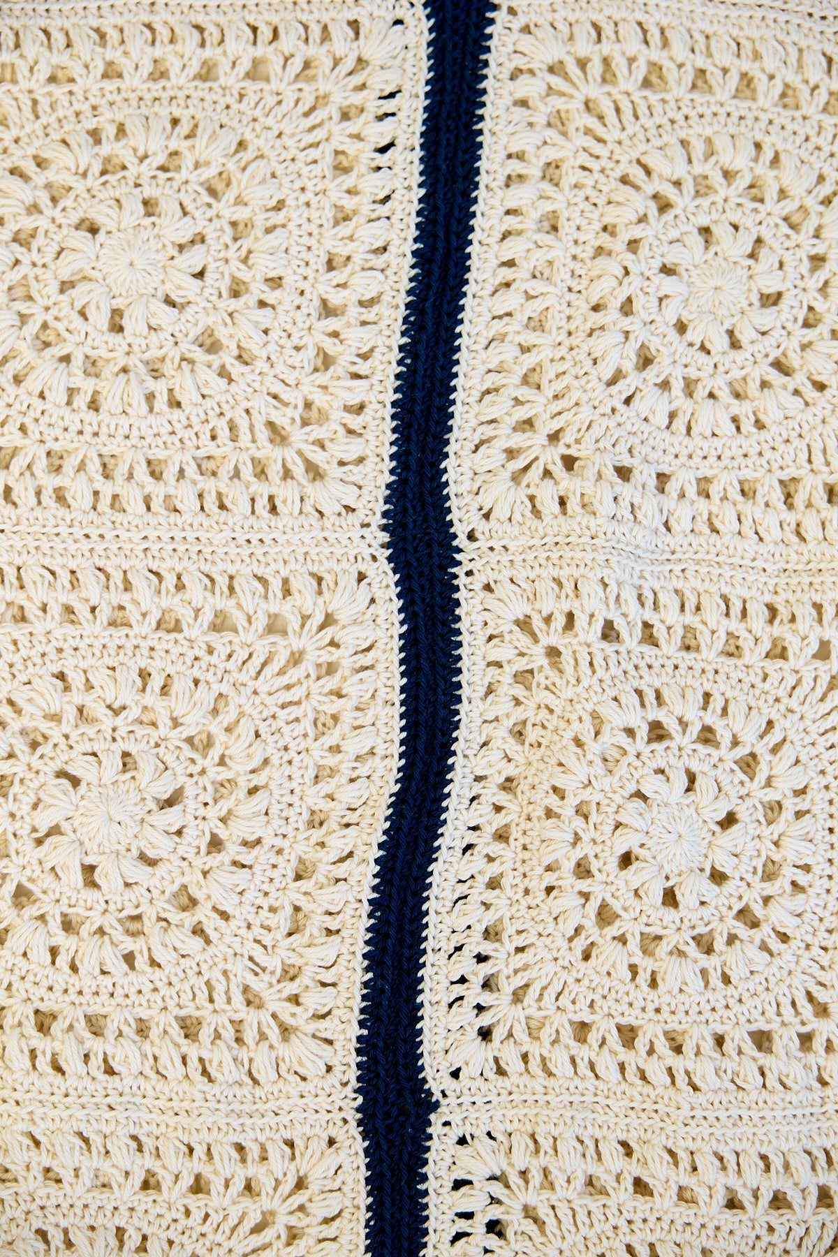 Mens Crochet Oversize Shirt - Cream and Navy