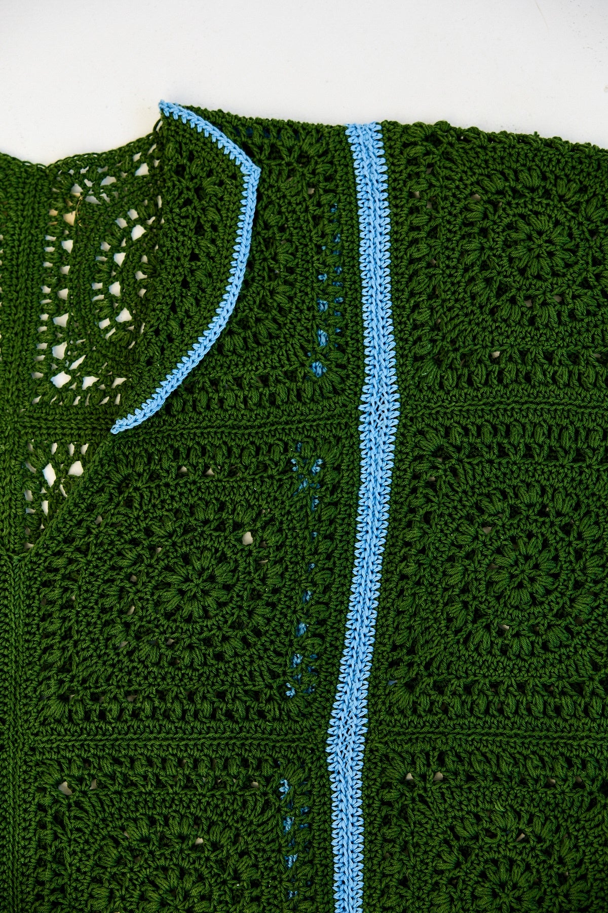 Mens Crochet Oversize Shirt - Green and Blue