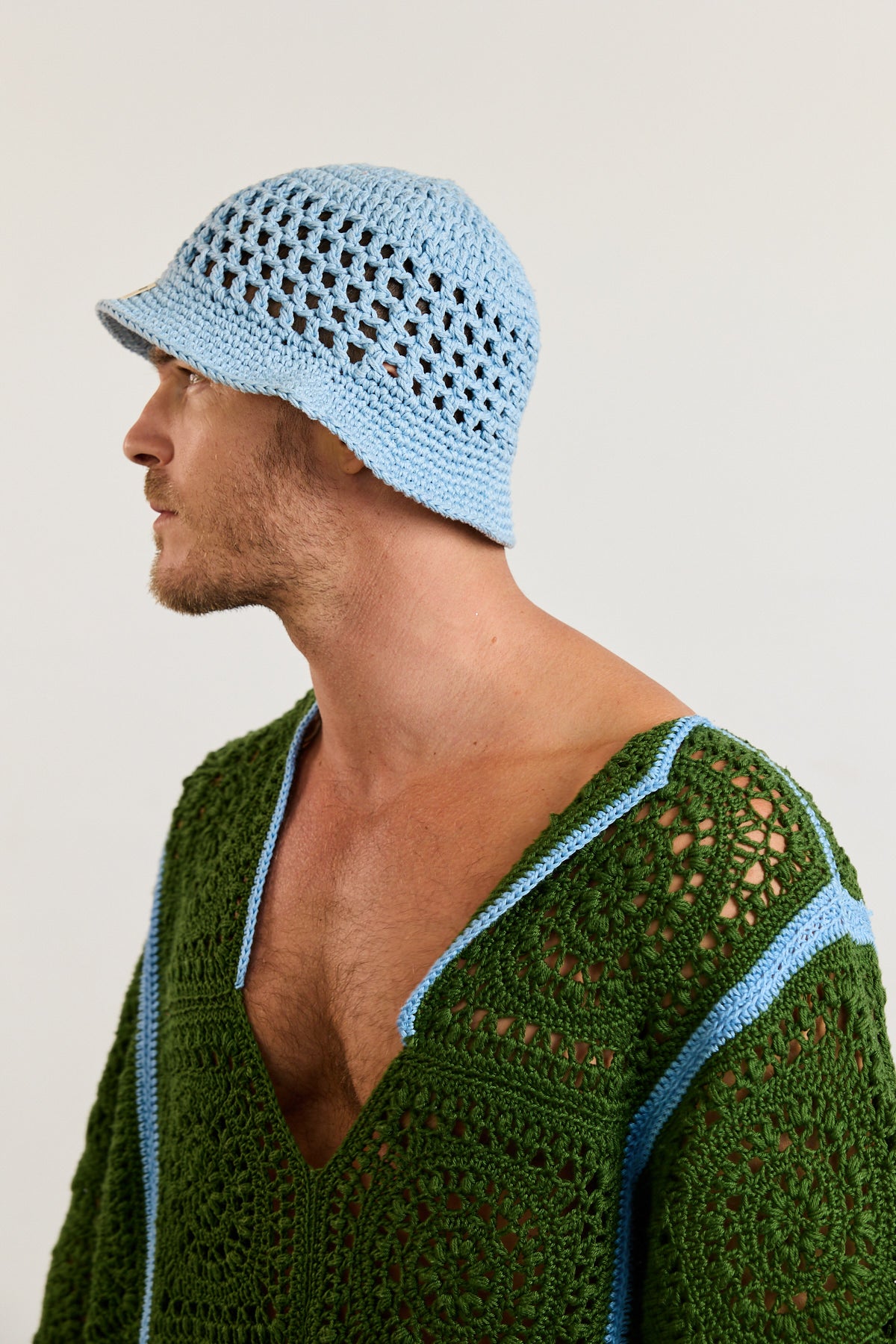 Blue Crochet Bucket Hat