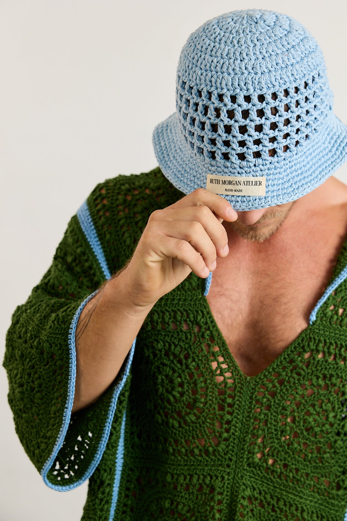 Blue Crochet Bucket Hat