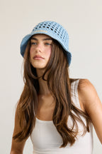 Blue Crochet Bucket Hat