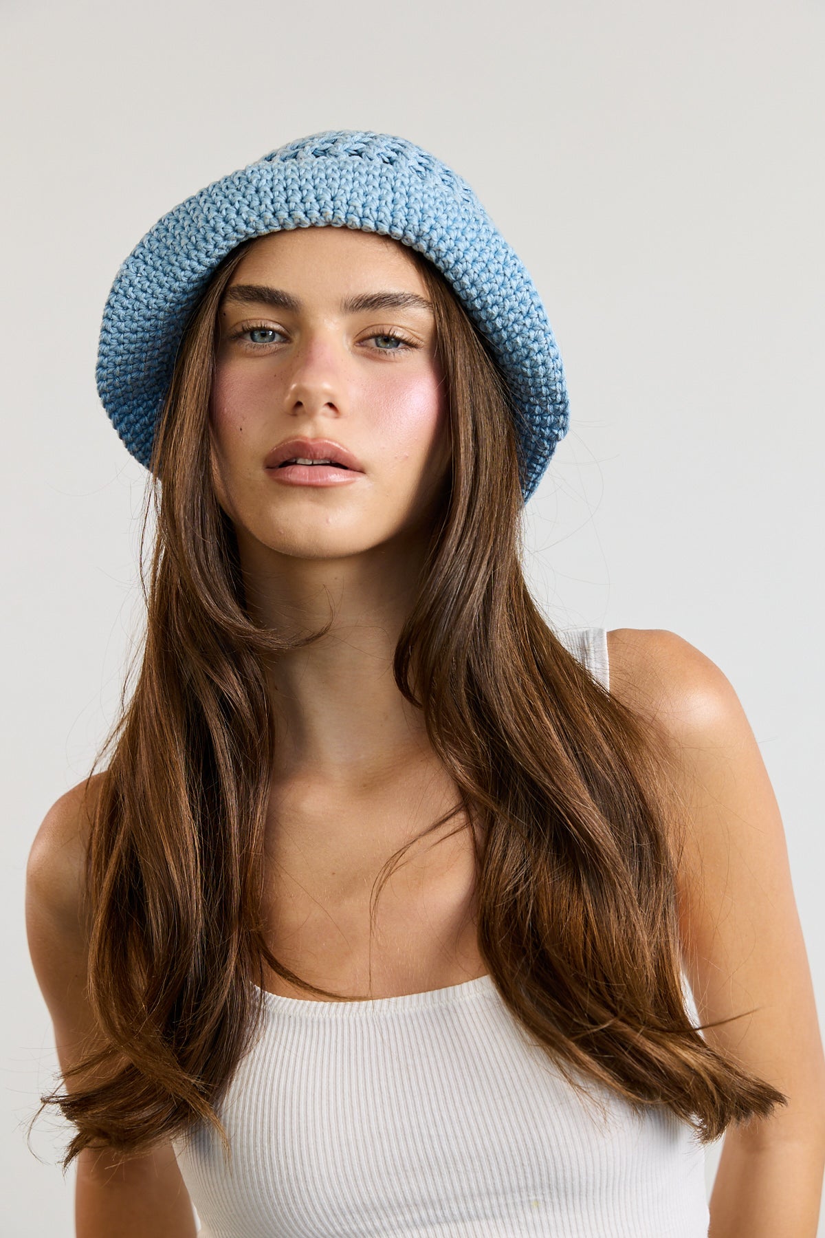 Blue Crochet Bucket Hat