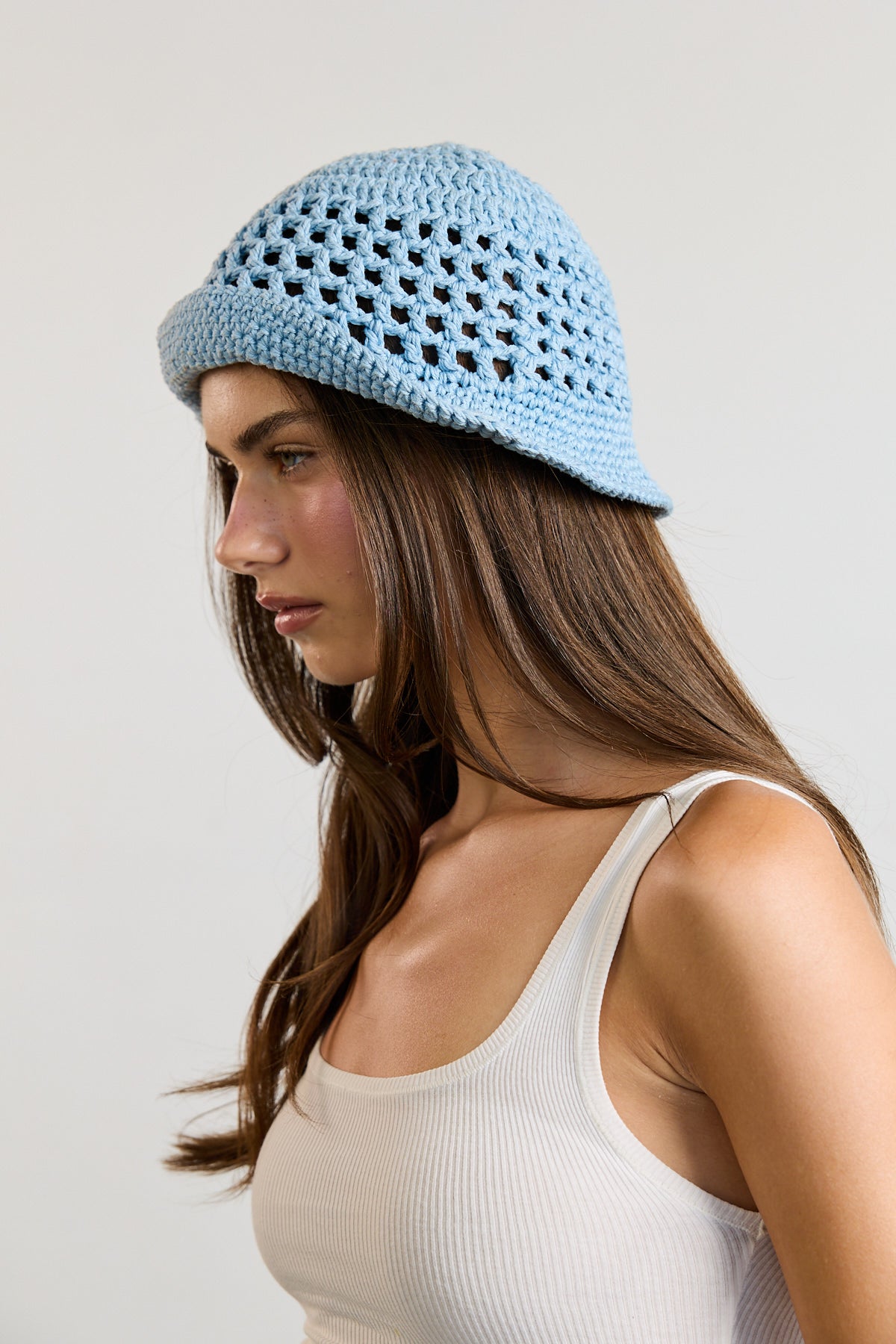 Blue Crochet Bucket Hat