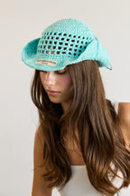 Tiffany Blue Wavy Cowboy Crochet Bucket Hat