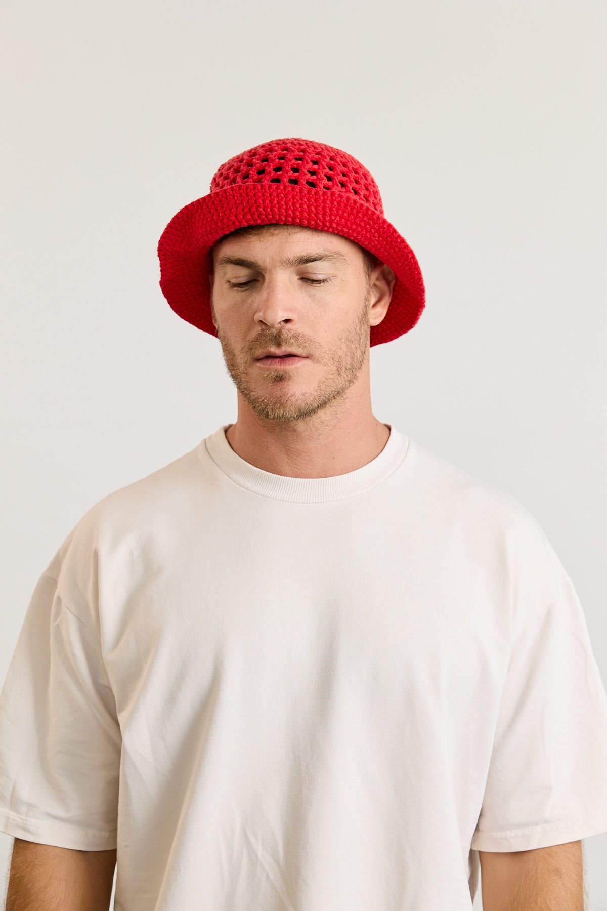 Red Crochet Bucket Hat