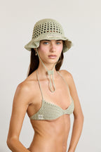 Sage Wavy Cowboy Crochet Bucket Hat