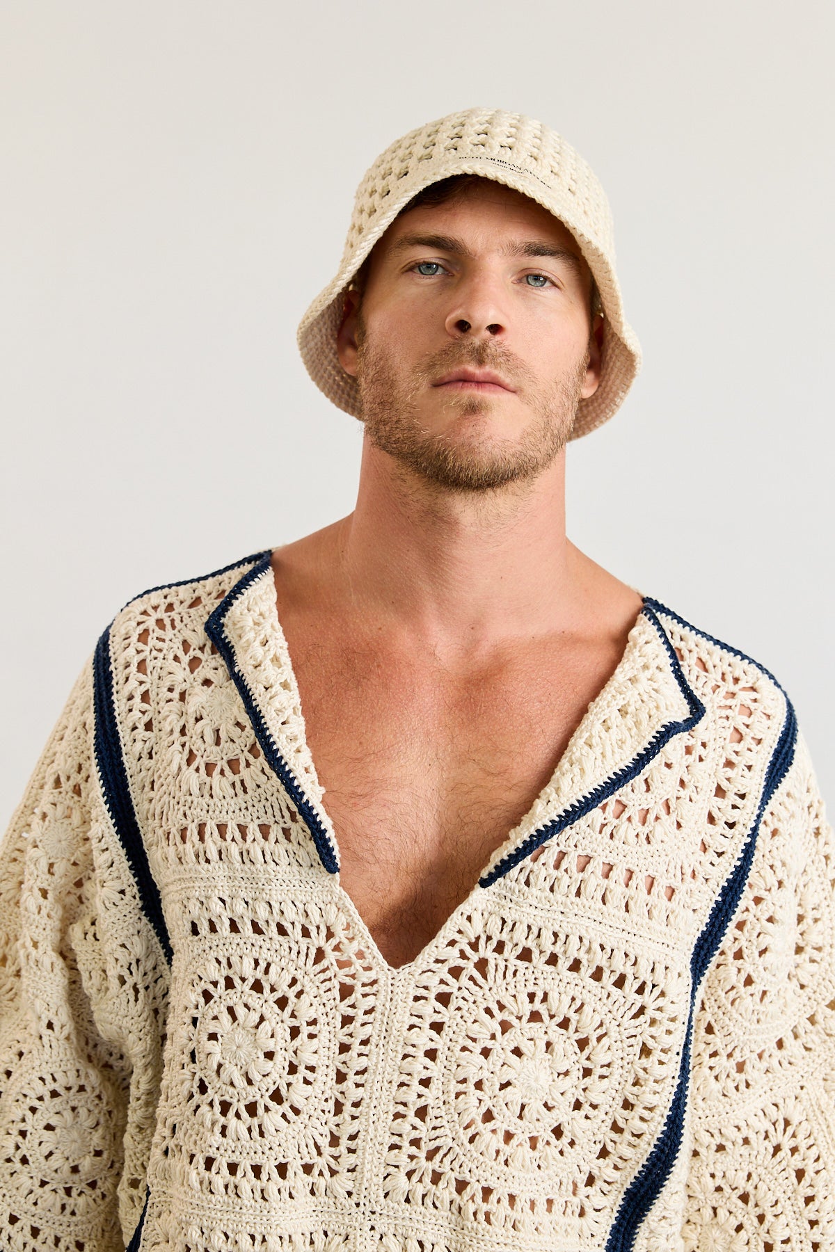 Cream Crochet Bucket Hat