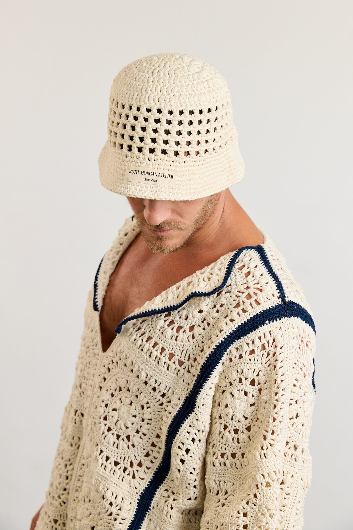 Cream Crochet Bucket Hat