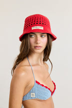 Red Crochet Bucket Hat