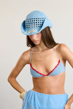 Blue Wavy Cowboy Crochet Bucket Hat