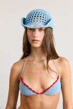Blue Wavy Cowboy Crochet Bucket Hat
