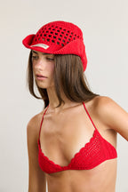 Red Shell Crochet Bra