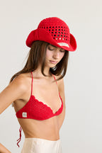 Red Shell Crochet Bra