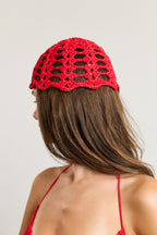 Red Crochet Skull Cap