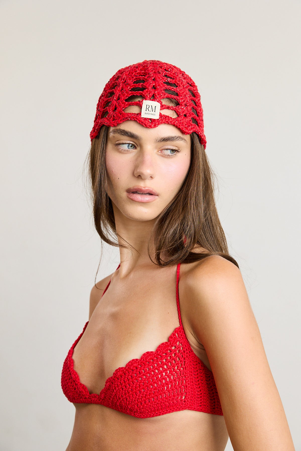 Red Crochet Skull Cap