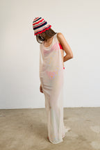 White Sheer Backless Beach Dress