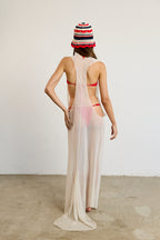 White Sheer Backless Beach Dress