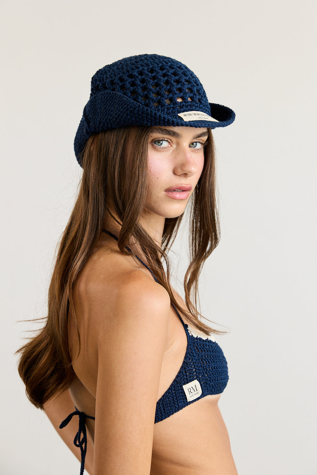 Navy Wavy Cowboy Crochet Bucket Hat