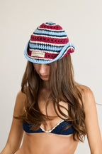 Nautical Stripe Crochet Cowboy Bucket Hat